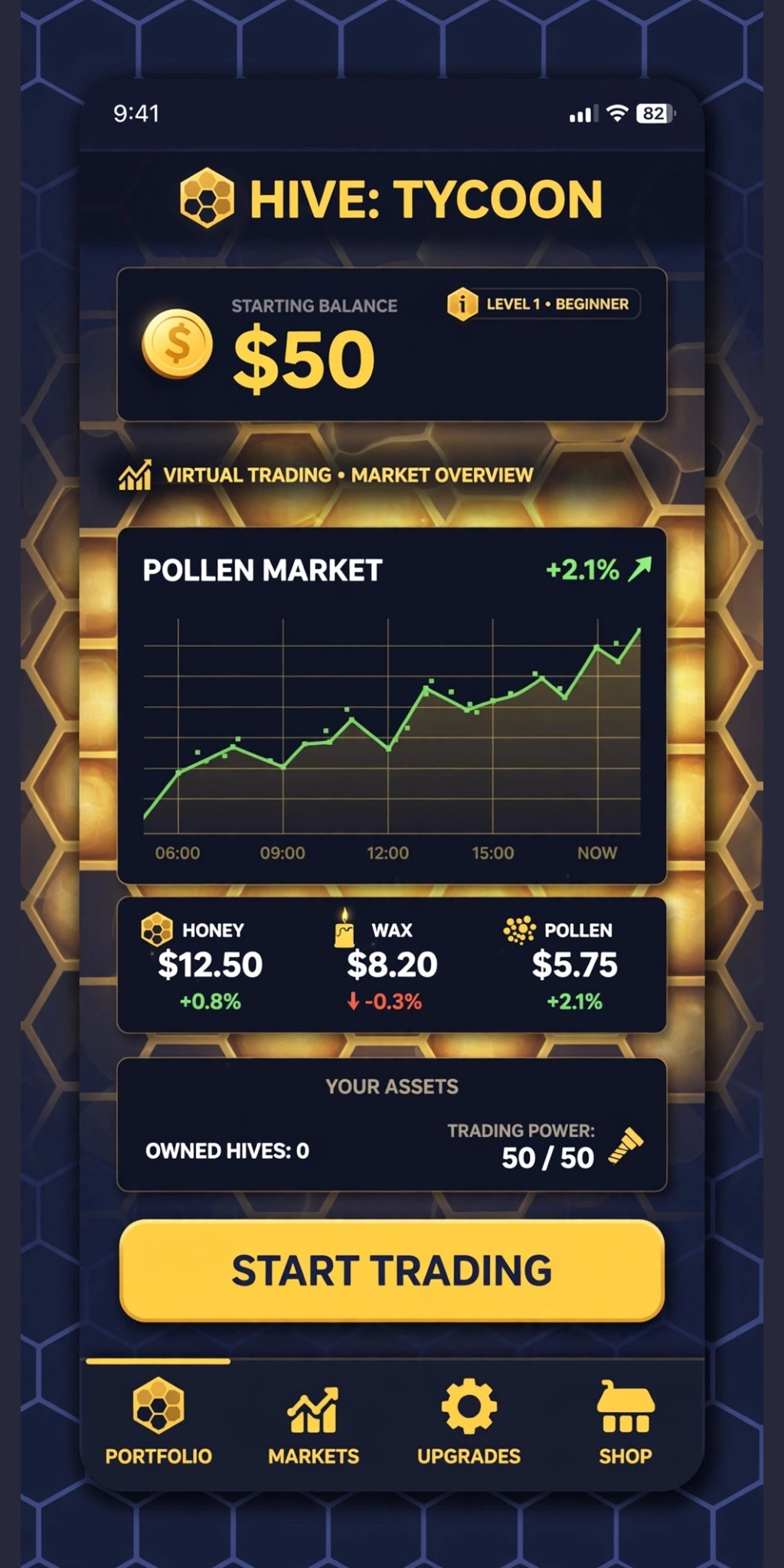 $50 Start Trading screen
